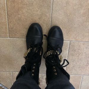 Steve Madden Black Studded Trooper Boots